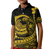 Polynesian Plumeria Kid Polo Shirt Ride The Waves - Yellow LT7 Kid Yellow - Polynesian Pride