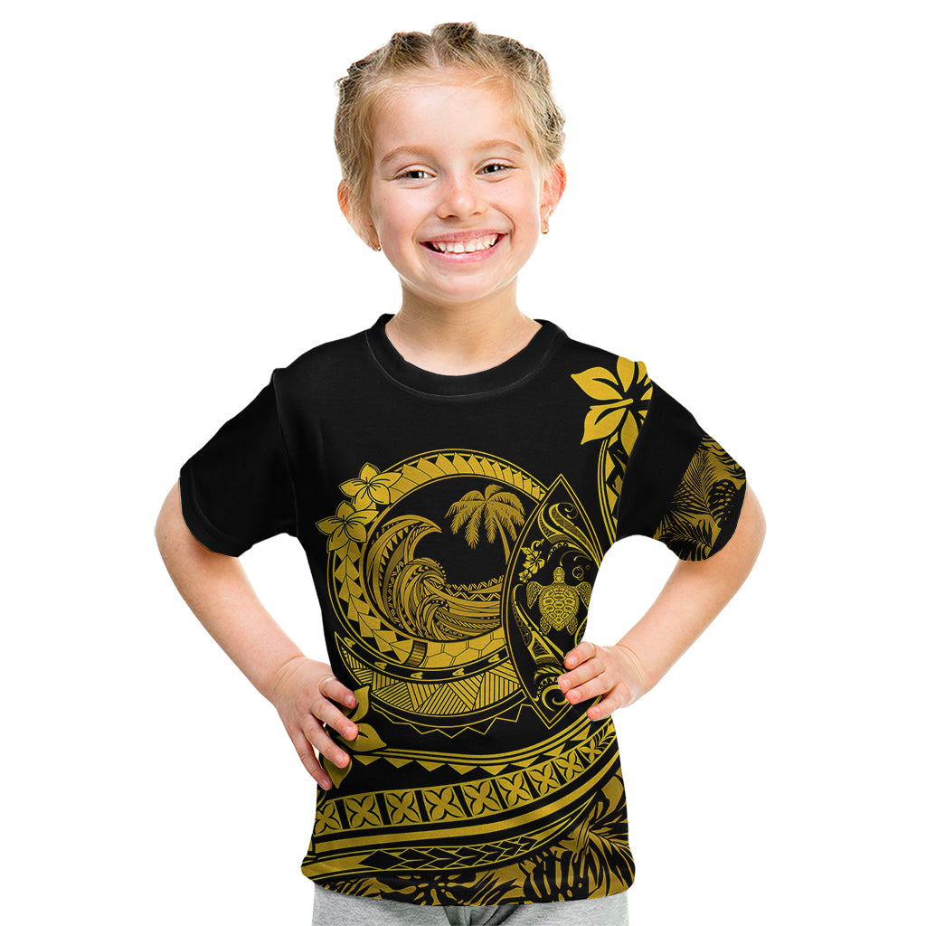 Polynesian Plumeria Kid T Shirt Ride The Waves - Yellow LT7 Yellow - Polynesian Pride