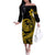 Polynesian Plumeria Off The Shoulder Long Sleeve Dress Ride The Waves - Yellow LT7 Women Yellow - Polynesian Pride