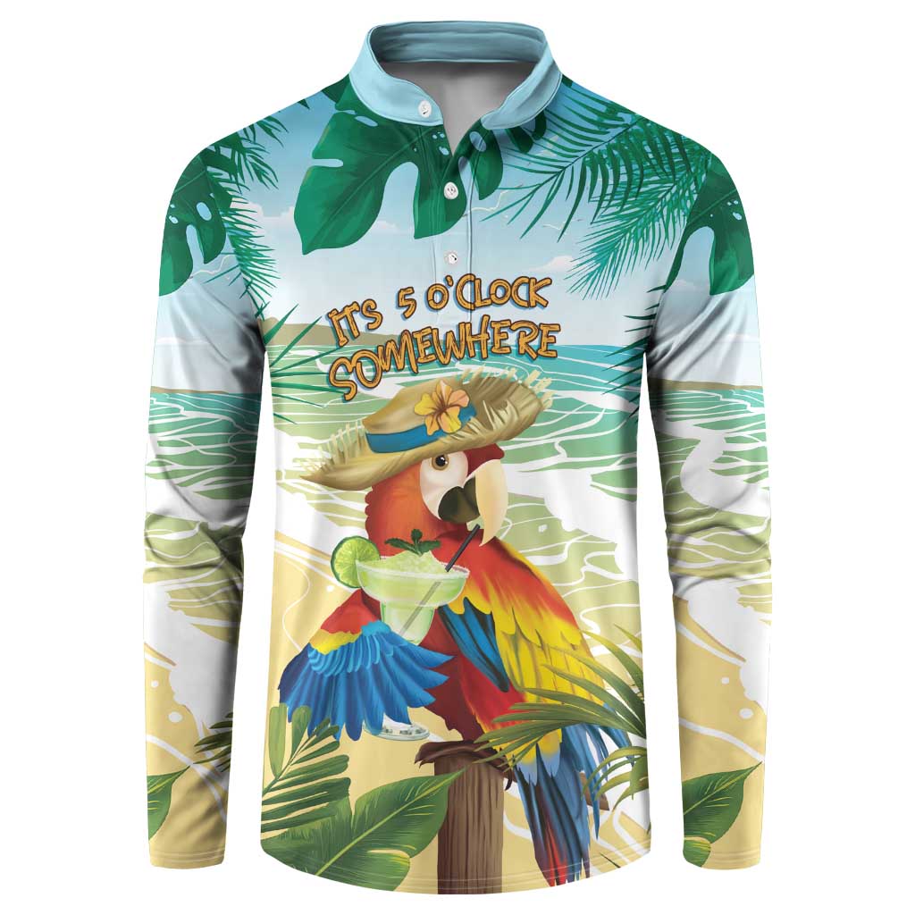 Aloha Hawaii It's 5 o'clock Somewhere Button Sweatshirt LT7 Blue - Polynesian Pride