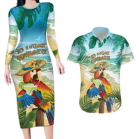Aloha Hawaii It's 5 o'clock Somewhere Couples Matching Long Sleeve Bodycon Dress and Hawaiian Shirt LT7 Blue - Polynesian Pride