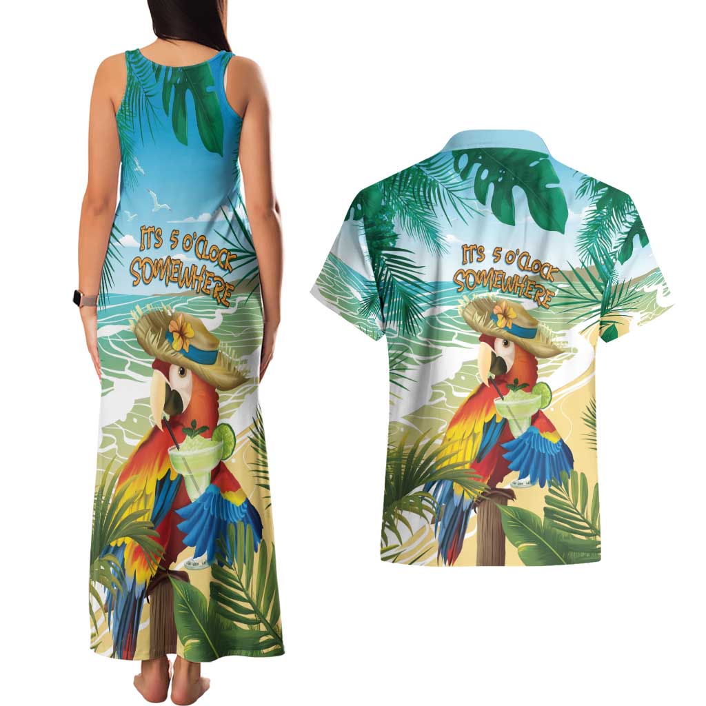 Aloha Hawaii It's 5 o'clock Somewhere Couples Matching Tank Maxi Dress and Hawaiian Shirt LT7 - Polynesian Pride