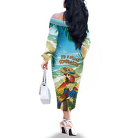 Aloha Hawaii It's 5 o'clock Somewhere Family Matching Off The Shoulder Long Sleeve Dress and Hawaiian Shirt LT7 - Polynesian Pride
