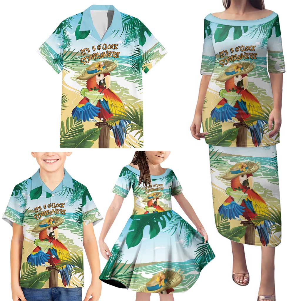 Aloha Hawaii It's 5 o'clock Somewhere Family Matching Puletasi and Hawaiian Shirt LT7 - Polynesian Pride