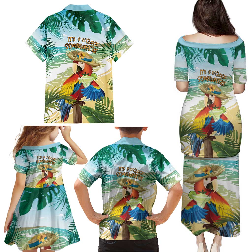 Aloha Hawaii It's 5 o'clock Somewhere Family Matching Puletasi and Hawaiian Shirt LT7 - Polynesian Pride