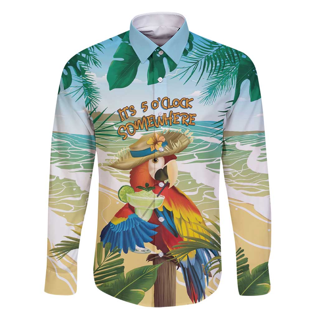 Aloha Hawaii It's 5 o'clock Somewhere Family Matching Short Sleeve Bodycon Dress and Hawaiian Shirt LT7 Dad's Shirt - Long Sleeve Blue - Polynesian Pride