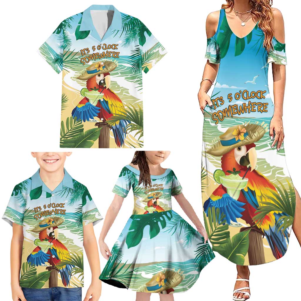 Aloha Hawaii It's 5 o'clock Somewhere Family Matching Summer Maxi Dress and Hawaiian Shirt LT7 - Polynesian Pride