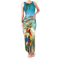 Aloha Hawaii It's 5 o'clock Somewhere Family Matching Tank Maxi Dress and Hawaiian Shirt LT7 Mom's Dress Blue - Polynesian Pride