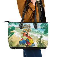 Aloha Hawaii It's 5 o'clock Somewhere Leather Tote Bag - Polynesian Pride