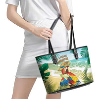 Aloha Hawaii It's 5 o'clock Somewhere Leather Tote Bag - Polynesian Pride