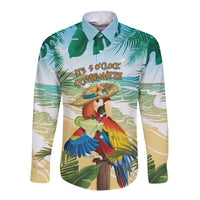 Aloha Hawaii It's 5 o'clock Somewhere Long Sleeve Button Shirt LT7 Unisex Blue - Polynesian Pride
