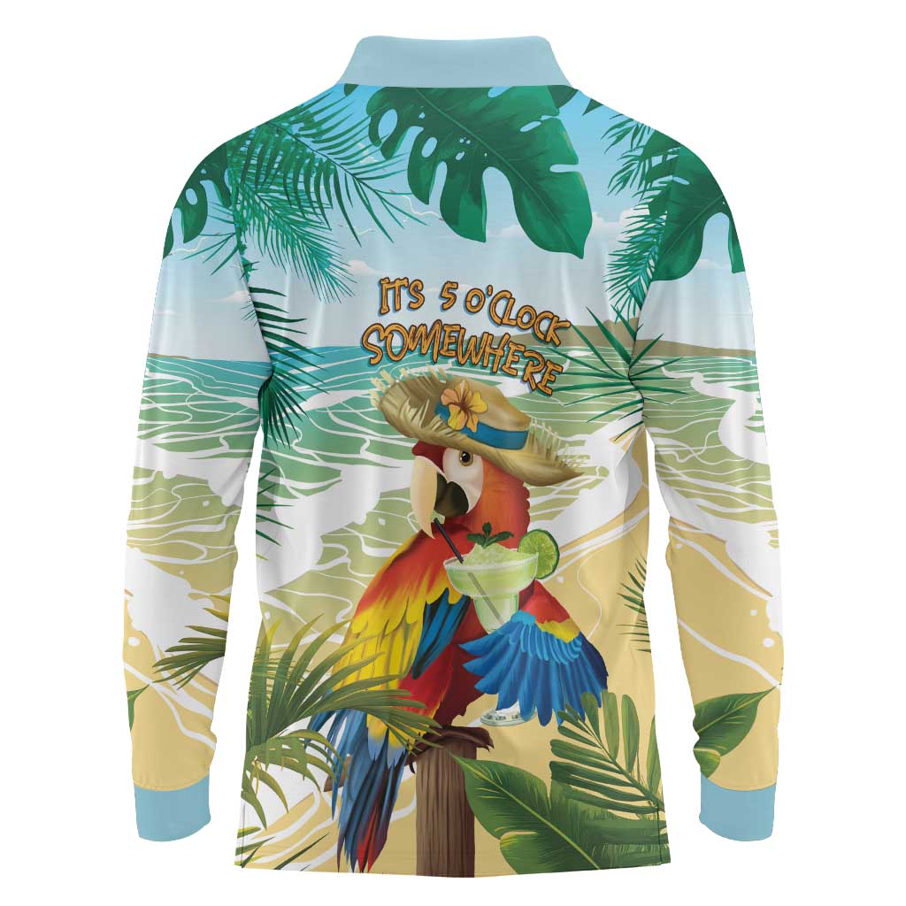 Aloha Hawaii It's 5 o'clock Somewhere Long Sleeve Polo Shirt LT7 - Polynesian Pride
