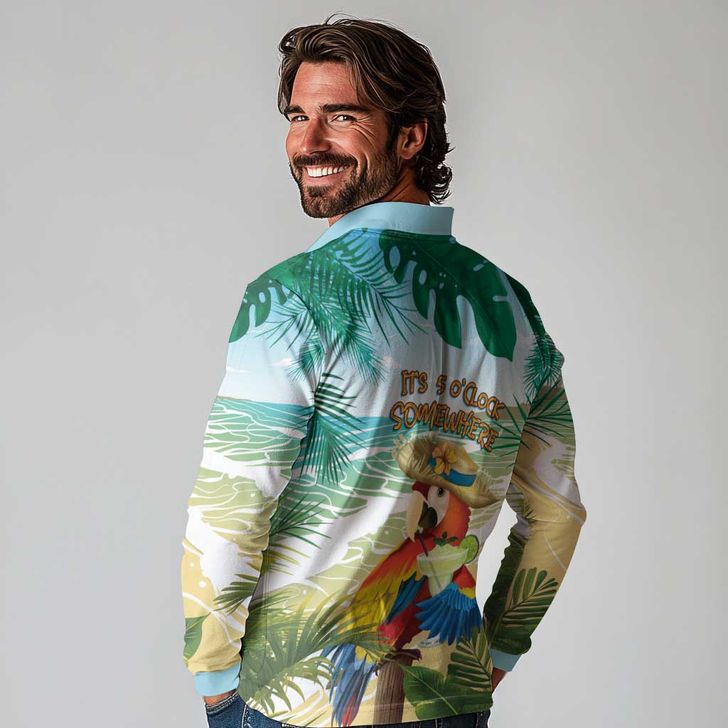 Aloha Hawaii It's 5 o'clock Somewhere Long Sleeve Polo Shirt LT7 - Polynesian Pride