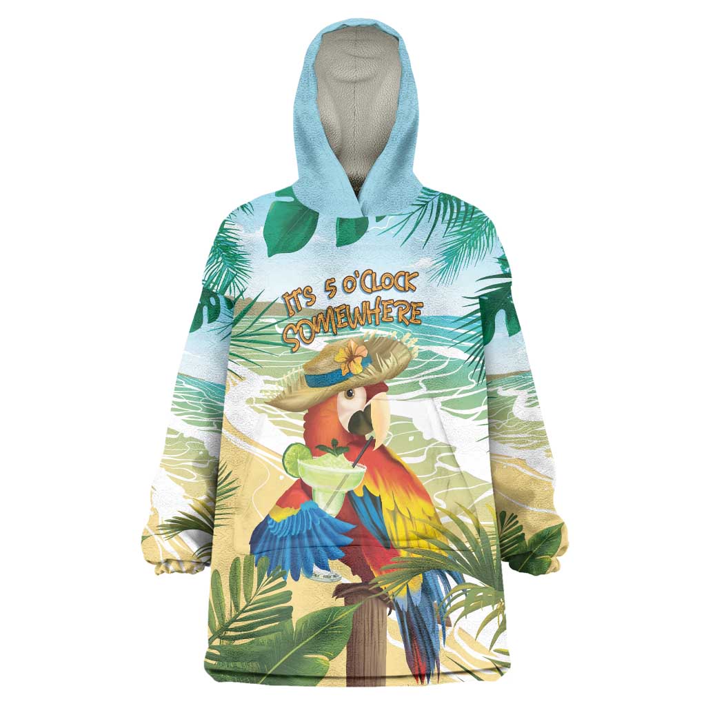 Aloha Hawaii It's 5 o'clock Somewhere Wearable Blanket Hoodie LT7 One Size Blue - Polynesian Pride
