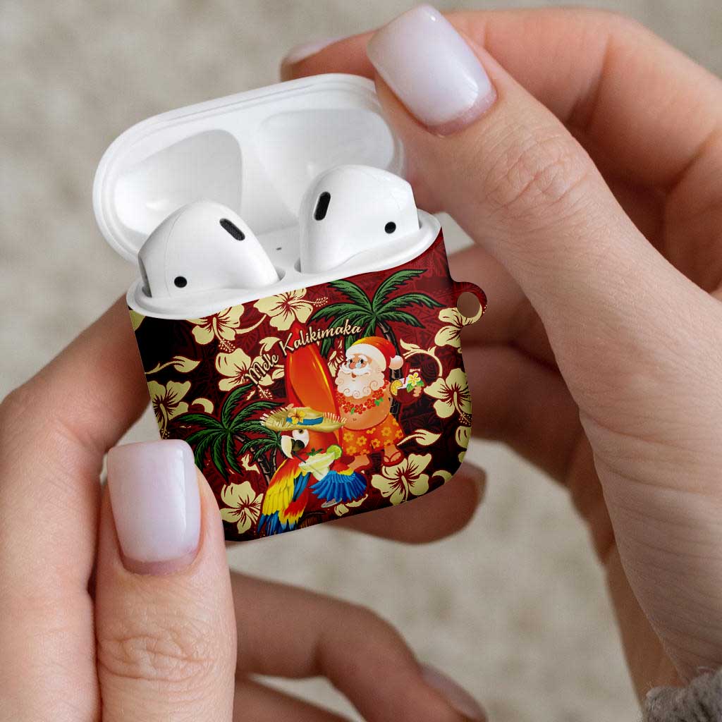 Crimson Red Tropical Christmas Hawaii Tapa AirPods Case Aloha Santa Drink Party LT7 - Polynesian Pride