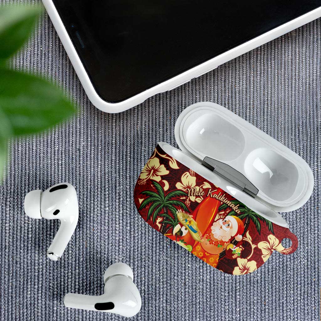 Crimson Red Tropical Christmas Hawaii Tapa AirPods Case Aloha Santa Drink Party LT7 - Polynesian Pride