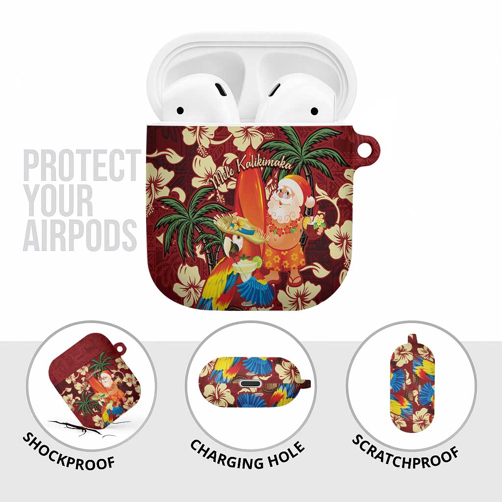 Crimson Red Tropical Christmas Hawaii Tapa AirPods Case Aloha Santa Drink Party LT7 - Polynesian Pride