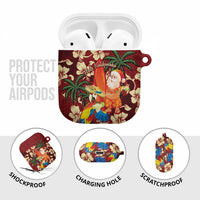 Crimson Red Tropical Christmas Hawaii Tapa AirPods Case Aloha Santa Drink Party LT7 - Polynesian Pride