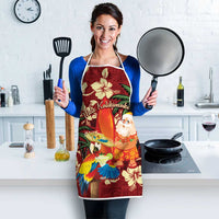 Crimson Red Tropical Christmas Hawaii Tapa Apron Aloha Santa Drink Party LT7 - Polynesian Pride