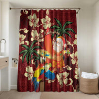 Crimson Red Tropical Christmas Hawaii Tapa Bathroom Set Aloha Santa Drink Party - Polynesian Pride