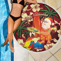 Crimson Red Tropical Christmas Hawaii Tapa Beach Blanket Aloha Santa Drink Party LT7 - Polynesian Pride