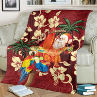 Crimson Red Tropical Christmas Hawaii Tapa Blanket Aloha Santa Drink Party - Polynesian Pride