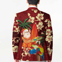 Crimson Red Tropical Christmas Hawaii Tapa Blazer Aloha Santa Drink Party LT7 - Polynesian Pride