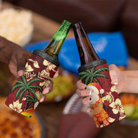 Crimson Red Tropical Christmas Hawaii Tapa 4 in 1 Can Cooler Tumbler Aloha Santa Drink Party - Polynesian Pride