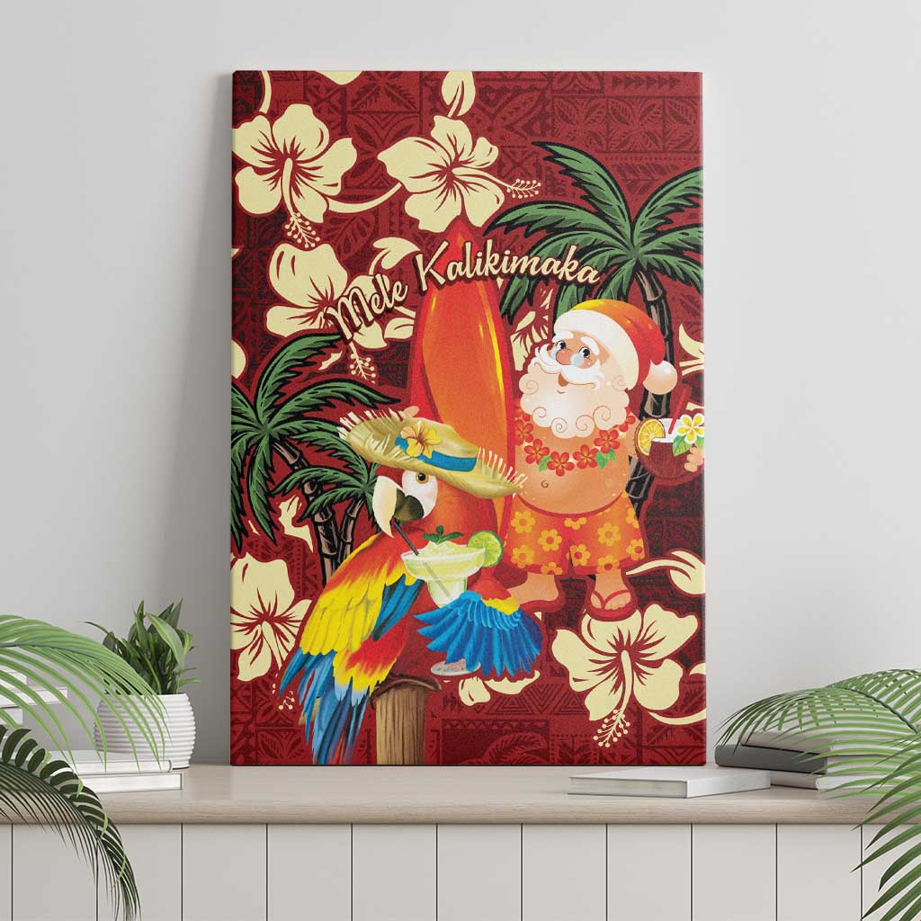 Crimson Red Tropical Christmas Hawaii Tapa Canvas Wall Art Aloha Santa Drink Party LT7 - Polynesian Pride