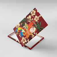 Crimson Red Tropical Christmas Hawaii Tapa Canvas Wall Art Aloha Santa Drink Party LT7 With Frame Red - Polynesian Pride