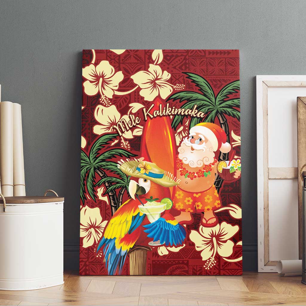 Crimson Red Tropical Christmas Hawaii Tapa Canvas Wall Art Aloha Santa Drink Party LT7 - Polynesian Pride