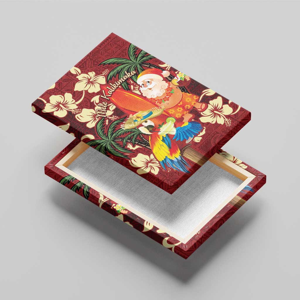 Crimson Red Tropical Christmas Hawaii Tapa Canvas Wall Art Aloha Santa Drink Party LT7 - Polynesian Pride