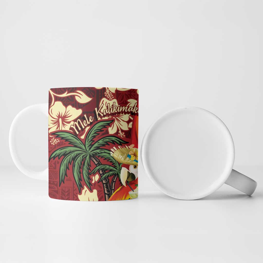 Crimson Red Tropical Christmas Hawaii Tapa Ceramic Mug Aloha Santa Drink Party LT7 - Polynesian Pride