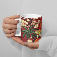 Crimson Red Tropical Christmas Hawaii Tapa Ceramic Mug Aloha Santa Drink Party LT7 - Polynesian Pride