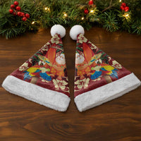 Crimson Red Tropical Christmas Hawaii Tapa Christmas Santa Hat Aloha Santa Drink Party LT7 - Polynesian Pride