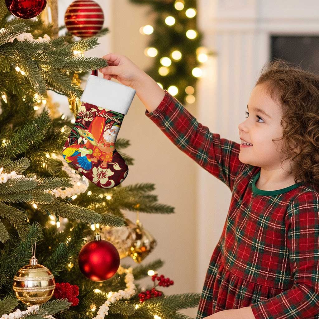 Crimson Red Tropical Christmas Hawaii Tapa Christmas Stocking Aloha Santa Drink Party - Polynesian Pride