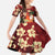 Crimson Red Tropical Christmas Hawaii Tapa Family Matching Mermaid Dress and Hawaiian Shirt Aloha Santa Drink Party - Polynesian Pride