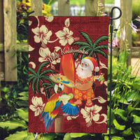 Crimson Red Tropical Christmas Hawaii Tapa Garden Flag Aloha Santa Drink Party - Polynesian Pride