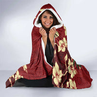 Crimson Red Tropical Christmas Hawaii Tapa Hooded Blanket Aloha Santa Drink Party - Polynesian Pride