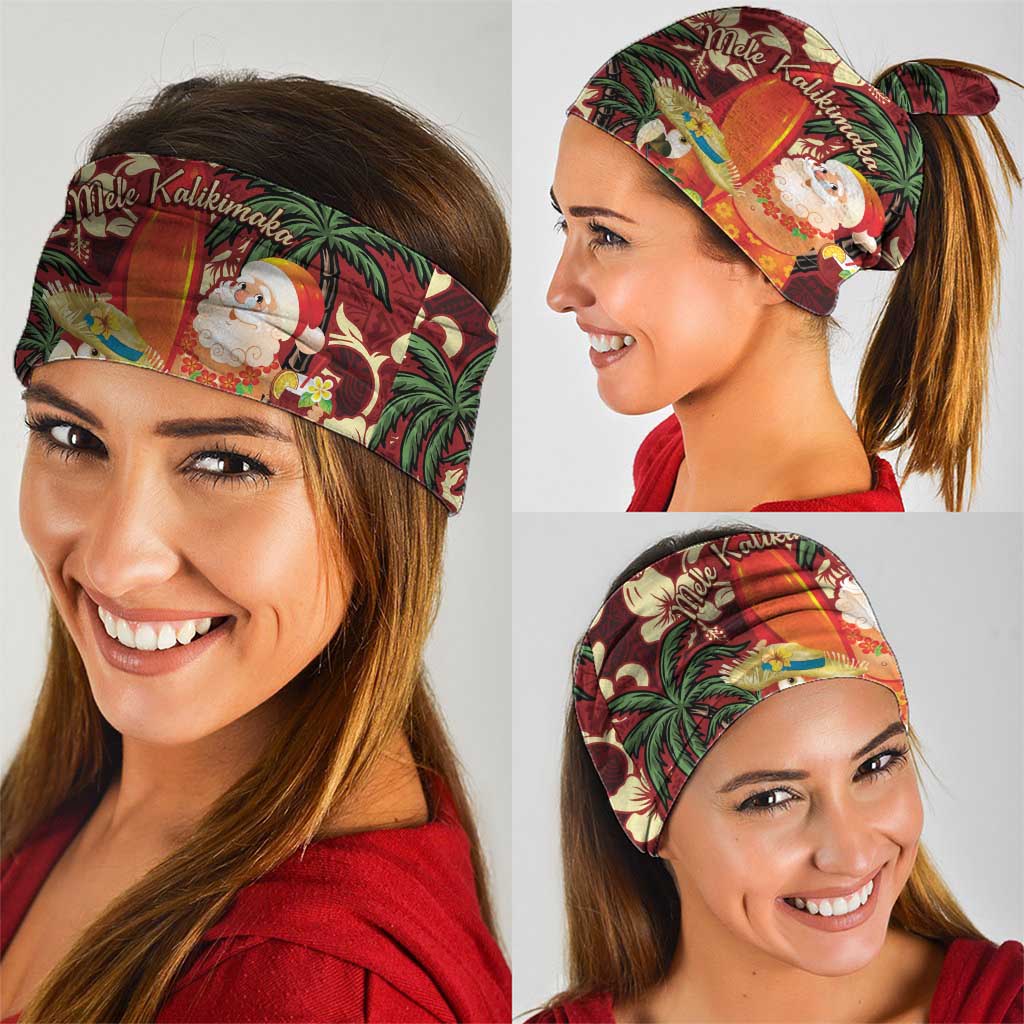 Crimson Red Tropical Christmas Hawaii Tapa Neck Gaiter Aloha Santa Drink Party - Polynesian Pride