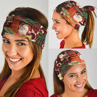 Crimson Red Tropical Christmas Hawaii Tapa Neck Gaiter Aloha Santa Drink Party - Polynesian Pride