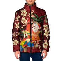 Crimson Red Tropical Christmas Hawaii Tapa Padded Jacket Aloha Santa Drink Party LT7 Men Red - Polynesian Pride