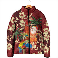 Crimson Red Tropical Christmas Hawaii Tapa Padded Jacket Aloha Santa Drink Party LT7 - Polynesian Pride