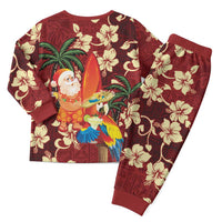 Crimson Red Tropical Christmas Hawaii Tapa Christmas Pajama Set Aloha Santa Drink Party LT7 - Polynesian Pride