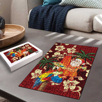 Crimson Red Tropical Christmas Hawaii Tapa Puzzle Aloha Santa Drink Party LT7 - Polynesian Pride