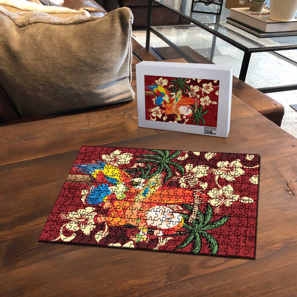 Crimson Red Tropical Christmas Hawaii Tapa Puzzle Aloha Santa Drink Party LT7 - Polynesian Pride