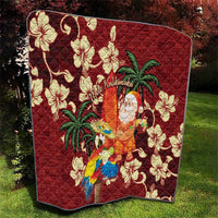 Crimson Red Tropical Christmas Hawaii Tapa Quilt Aloha Santa Drink Party - Polynesian Pride