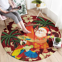 Crimson Red Tropical Christmas Hawaii Tapa Round Carpet Aloha Santa Drink Party - Polynesian Pride