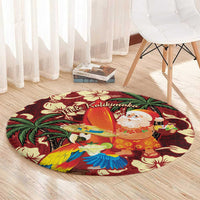 Crimson Red Tropical Christmas Hawaii Tapa Round Carpet Aloha Santa Drink Party - Polynesian Pride