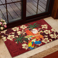 Crimson Red Tropical Christmas Hawaii Tapa Rubber Doormat Aloha Santa Drink Party LT7 - Polynesian Pride